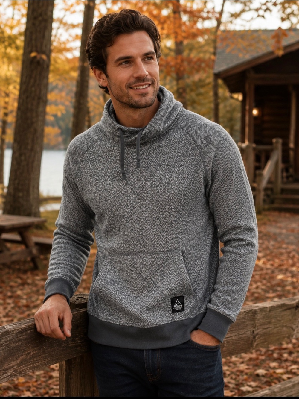 American Eagle Outfitters Gray Textured Pullover Hoodie